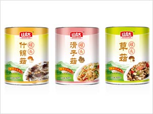 北京山達食品公司蘑菇罐頭包裝設(shè)計