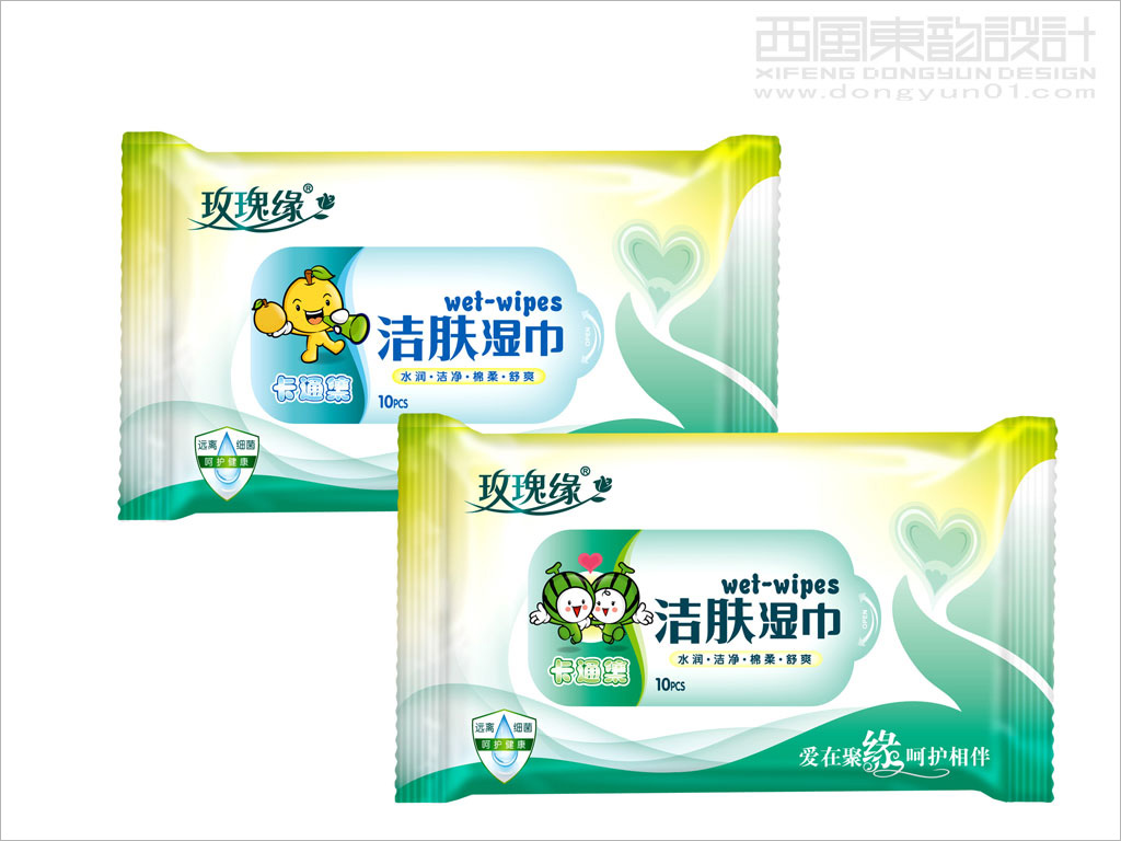 “玫瑰緣”系列濕巾包裝設計--潔膚濕巾包裝設計