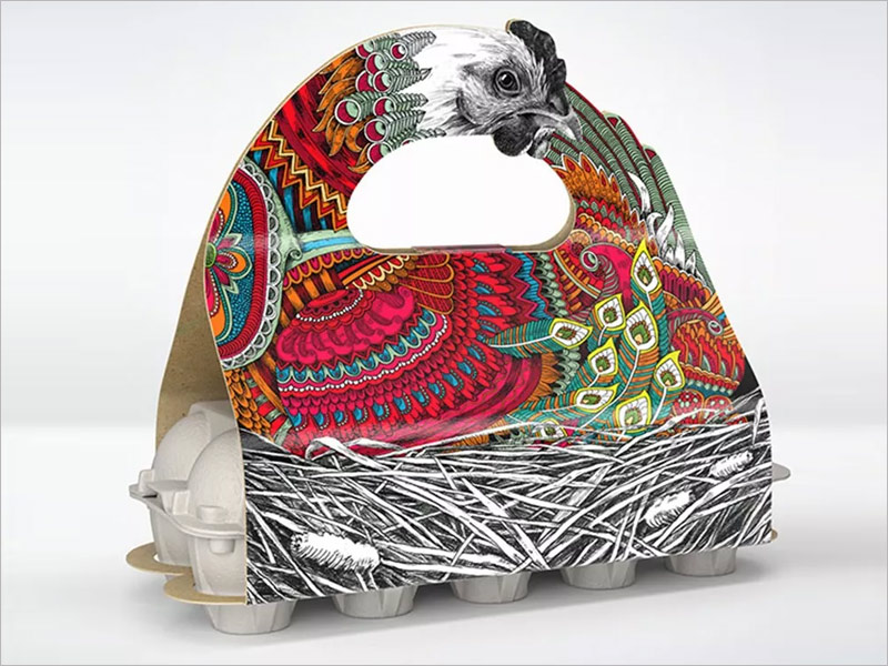 日本雞蛋紙盒包裝設(shè)計(jì)——手繪插畫母雞的造型！