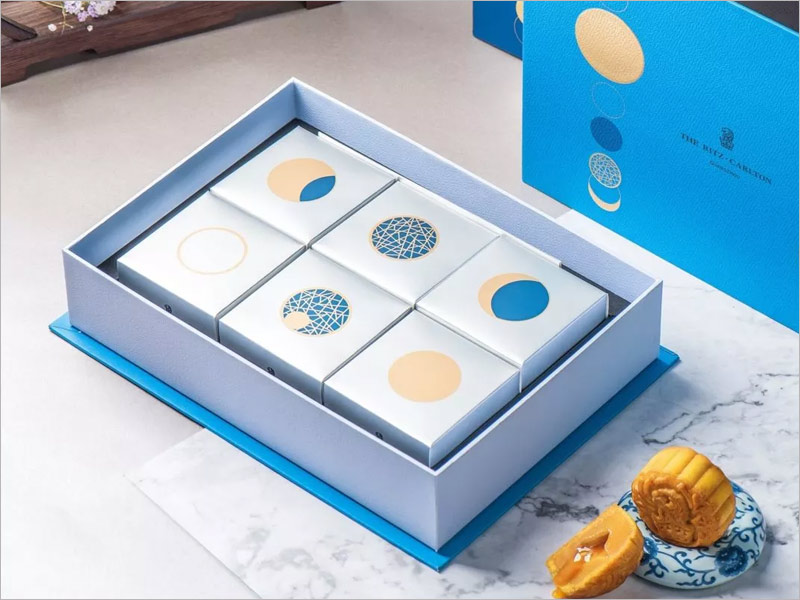 富力麗思卡爾頓酒店月餅包裝設計，簡潔清新風，別具一格