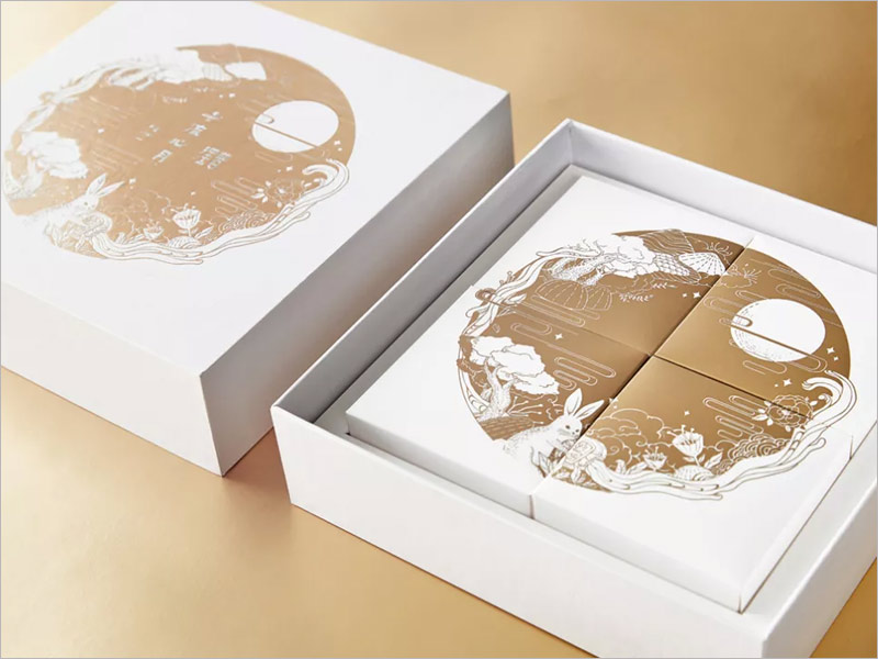 十渡心月月餅包裝設計，一個金色做出豐富完美的效果