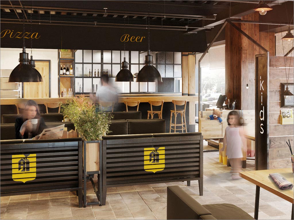 Andy's Pizza披薩餐廳logo店面設計之就餐區(qū)設計