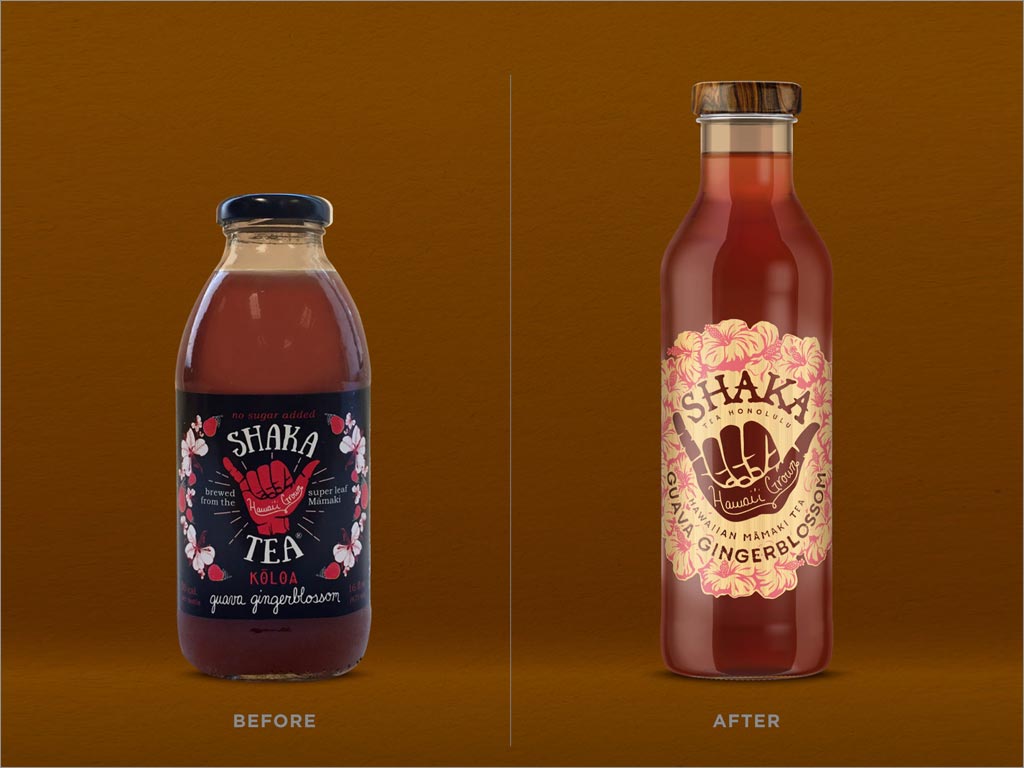 夏威夷Shaka茶新舊包裝設(shè)計對比