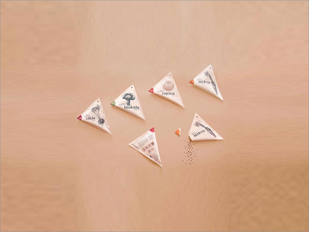 三角袋種子包裝設(shè)計(jì)。我真的很喜歡這種類型的形狀和功能。很想使用像這樣的 種子包裝設(shè)計(jì)。 