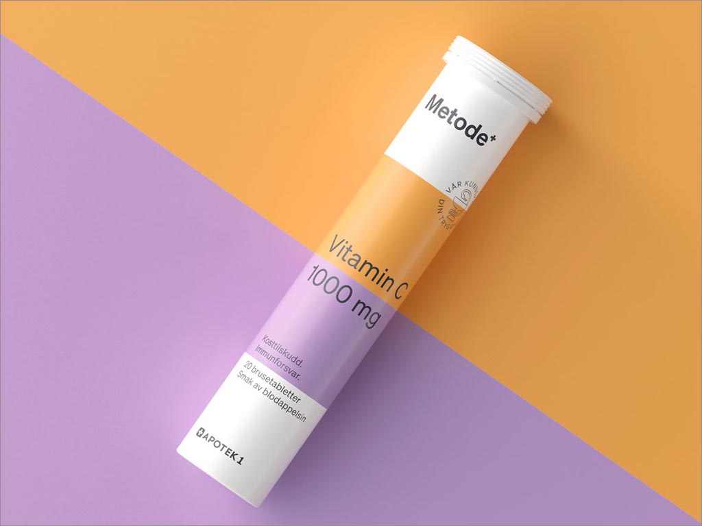 挪威Apotek1藥品連鎖店Metode品牌維生素藥品包裝設計