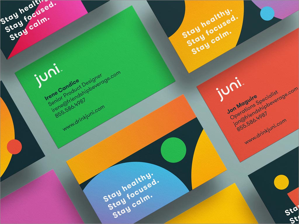 美國Juni功能性植物飲料名片設(shè)計