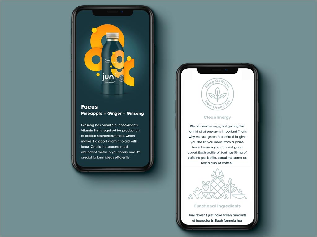 美國Juni功能性植物飲料網(wǎng)站設(shè)計