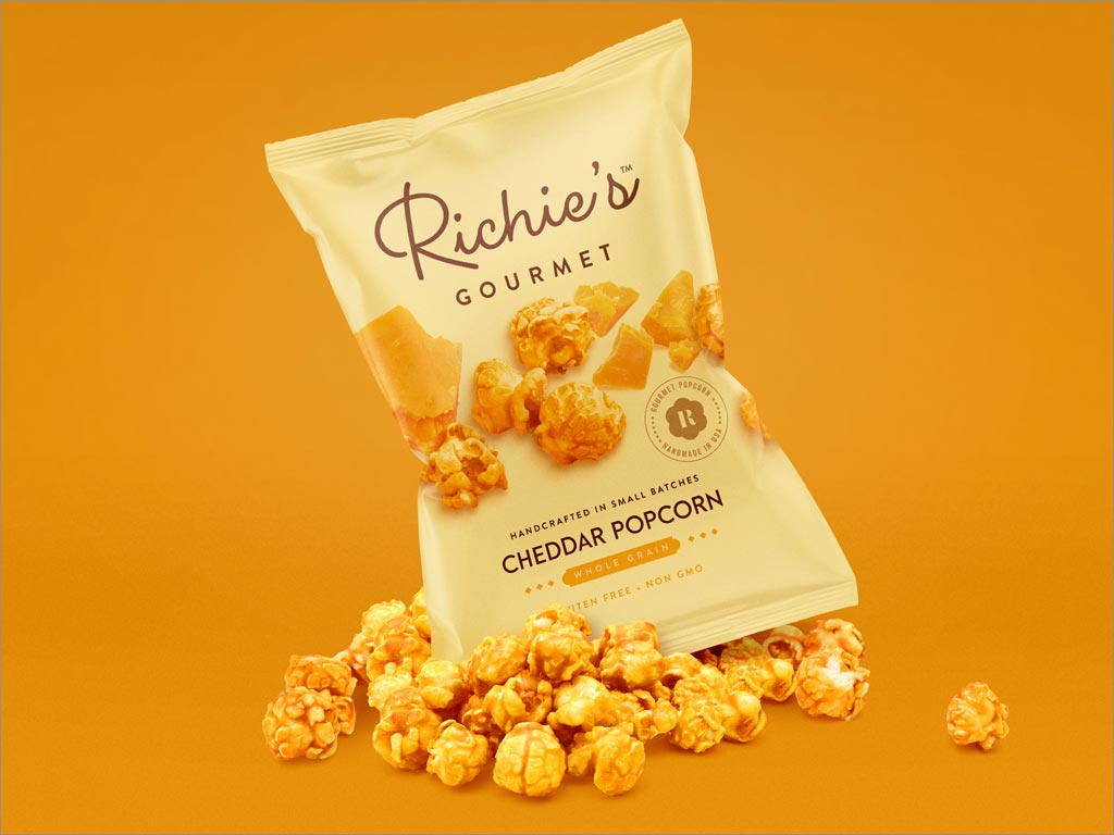 巴西Richie's Gourmet切達奶酪爆米花休閑食品包裝袋設(shè)計