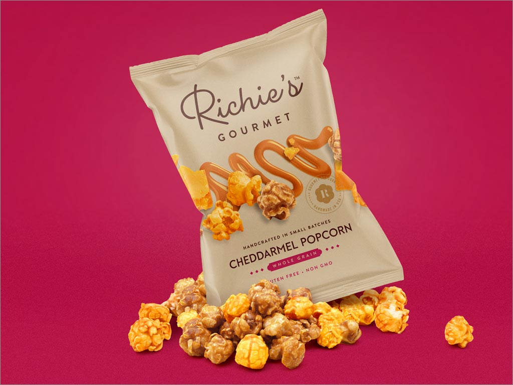 巴西Richie's Gourmet切達干酪爆米花休閑食品包裝袋設(shè)計
