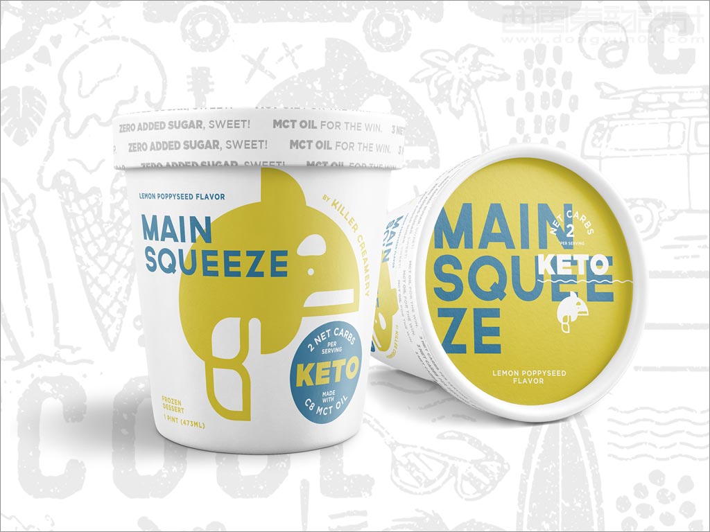 Killer Creamery無糖冰激凌包裝設(shè)計(jì)之正面和頂面展示