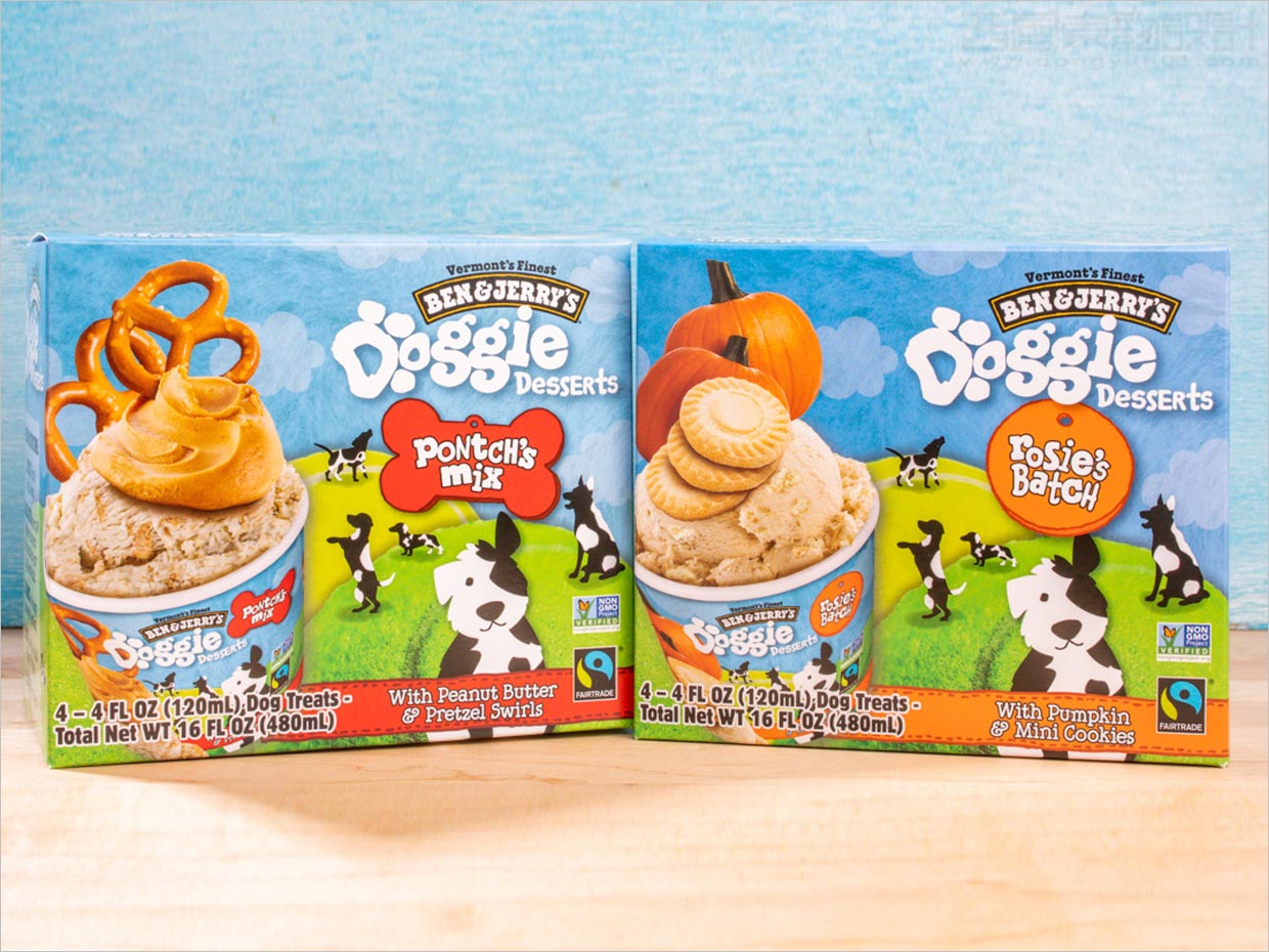 美國Doggie Desserts寵物狗冰淇淋食品包裝盒設計