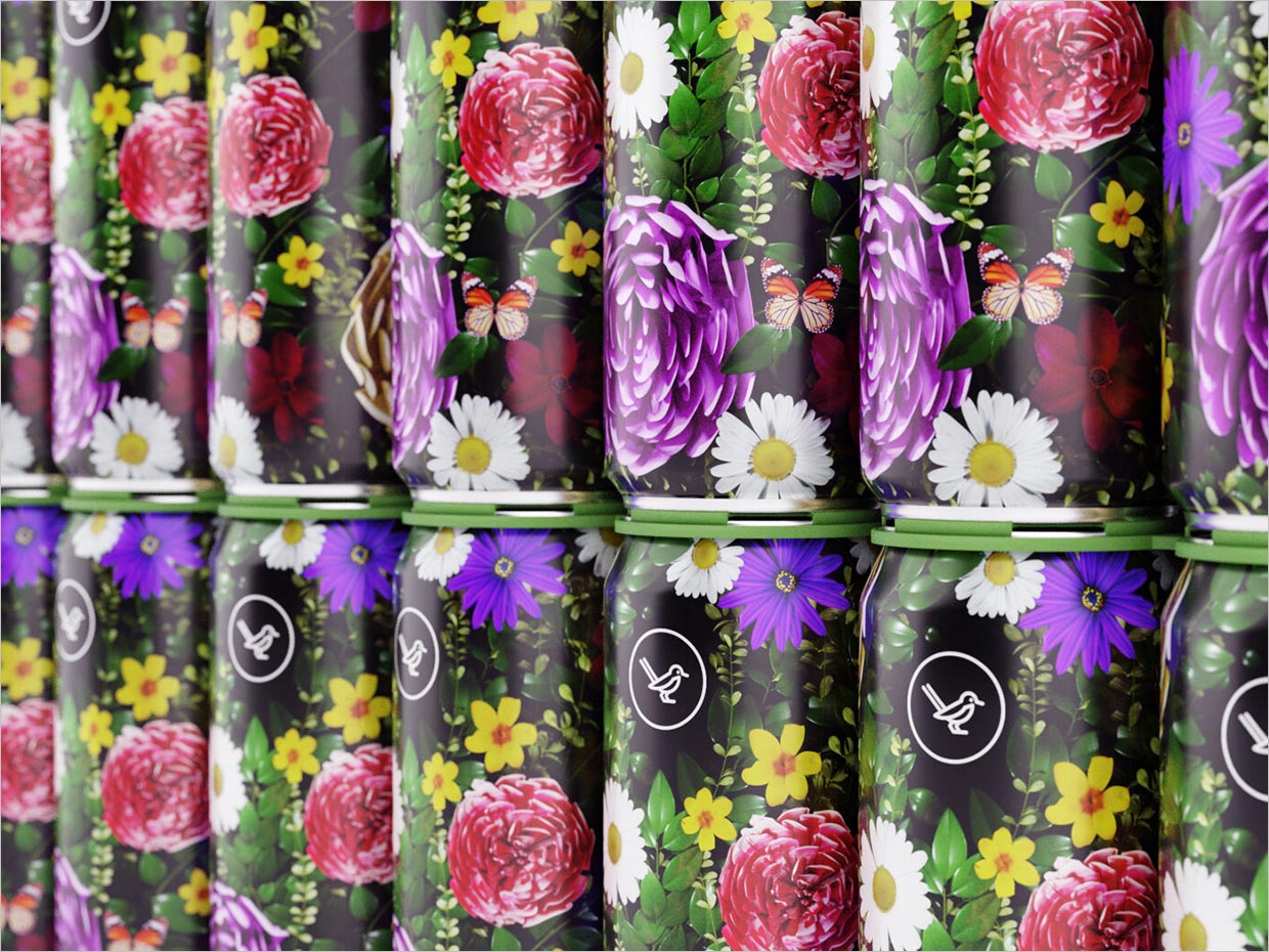 展示花藝的韓國Bring Spring精釀啤酒包裝設(shè)計