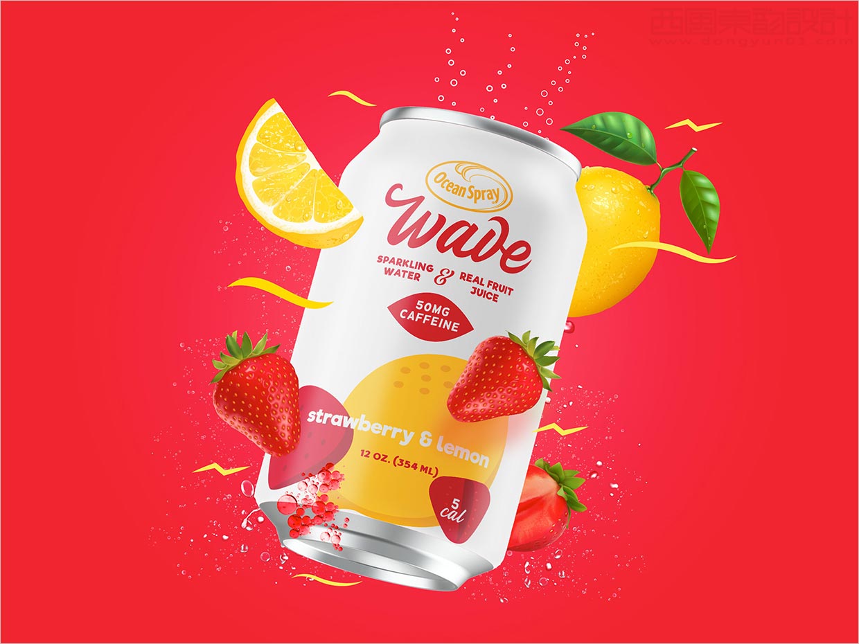 Ocean Spray檸檬味蘇打水易拉罐包裝設(shè)計