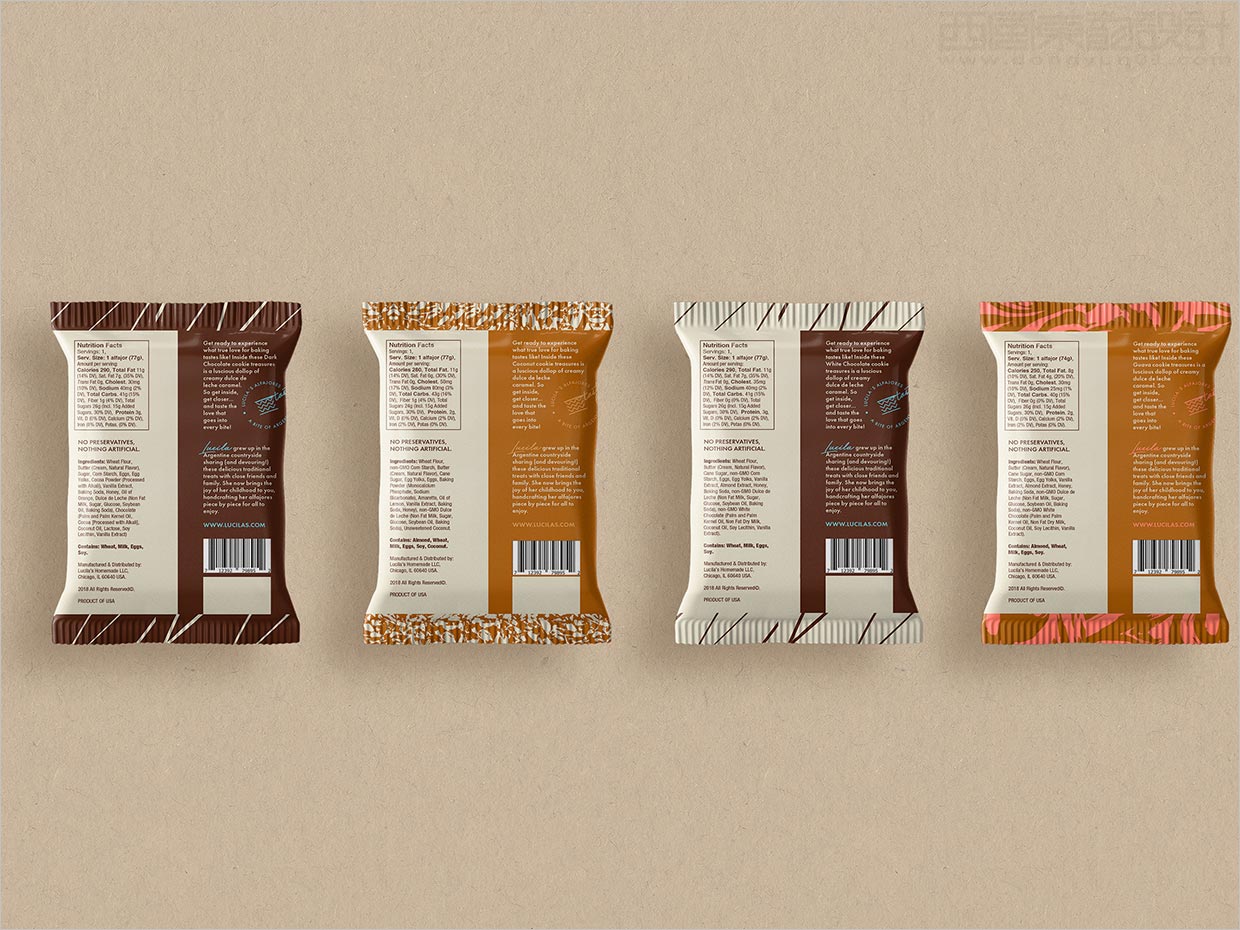 阿根廷Lucila甜點餅干食品包裝袋背面設計