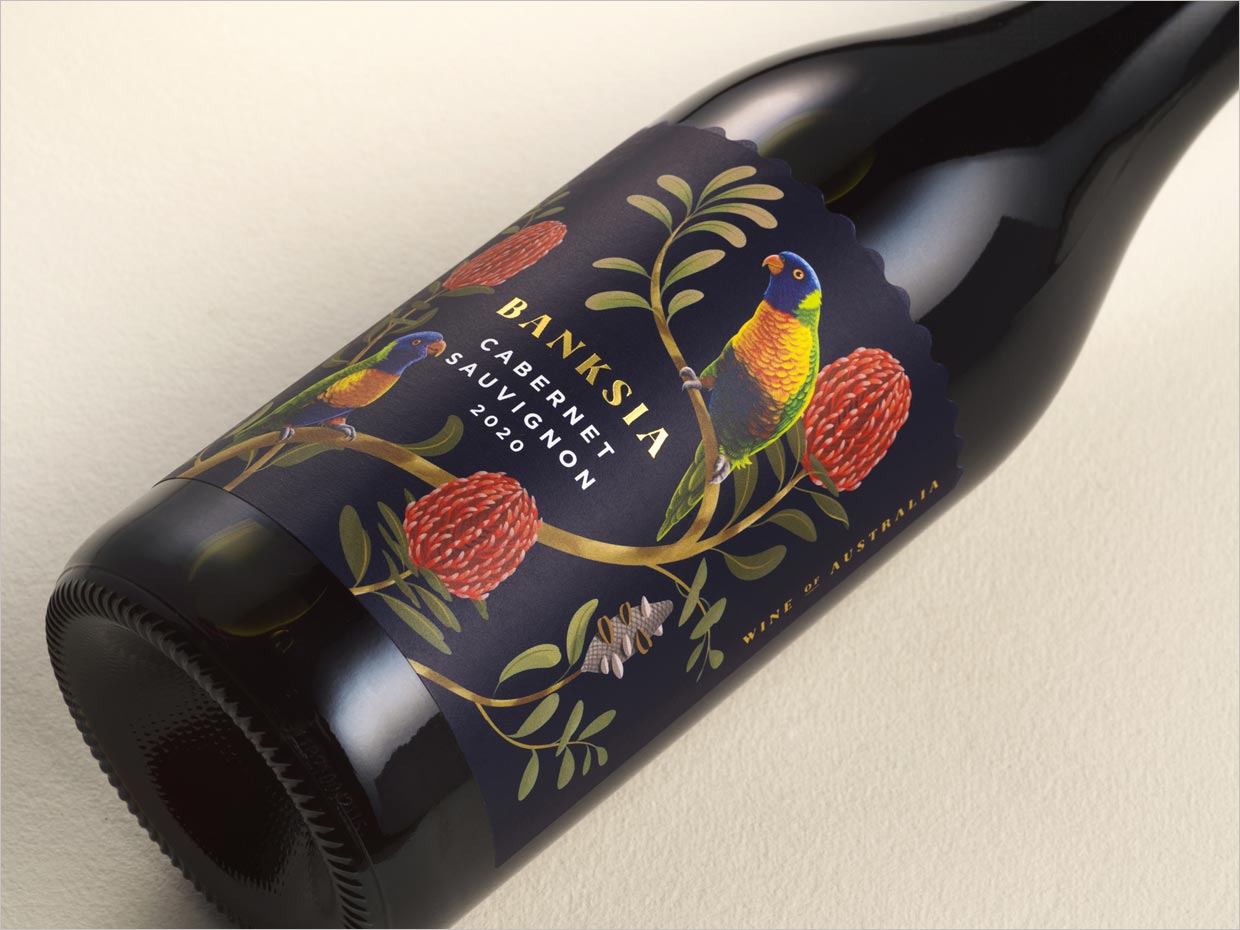 平靜而多彩的澳大利亞Banksia葡萄酒包裝設計之局部細節(jié)展示