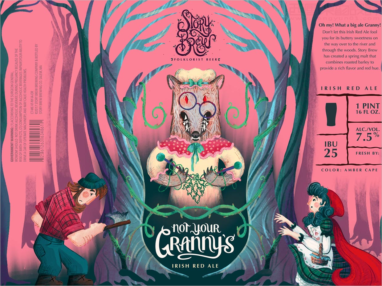 以經(jīng)典童話故事為特色的國外易拉罐啤酒包裝設計展開圖