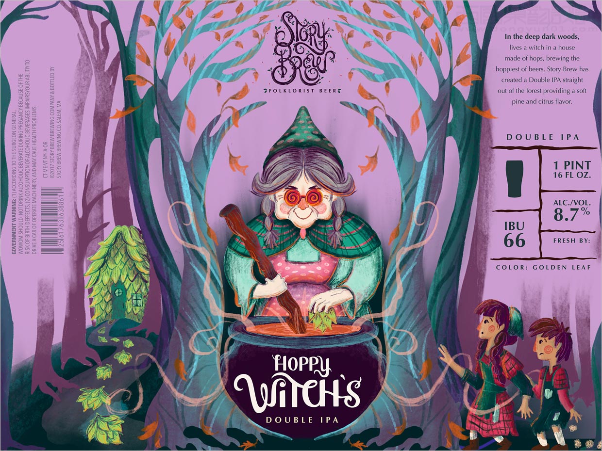 以經(jīng)典童話故事為特色的國外易拉罐啤酒包裝設計展開圖