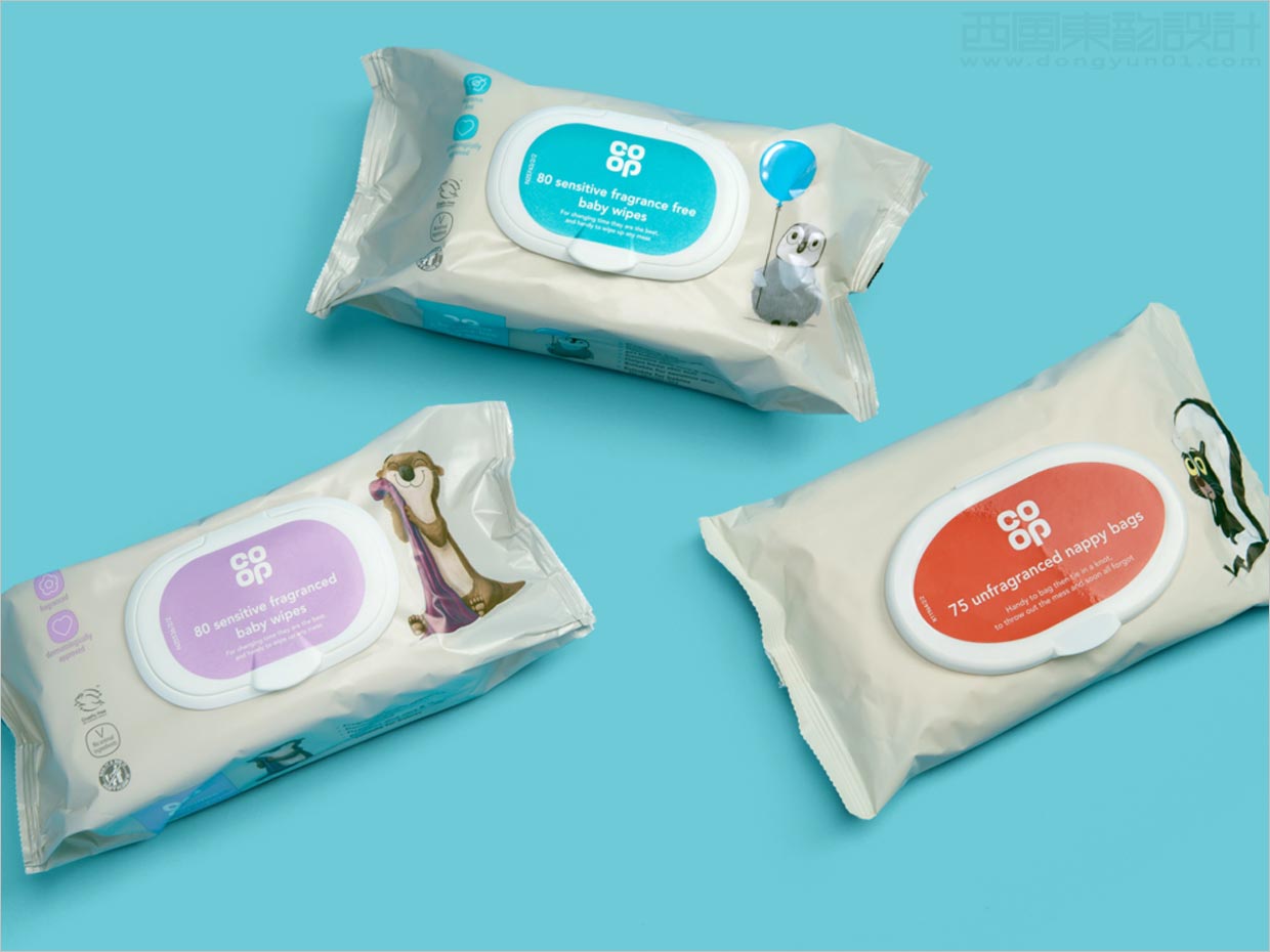 繪本風(fēng)格插圖的英國(guó)coop嬰兒紙尿褲包裝設(shè)計(jì)