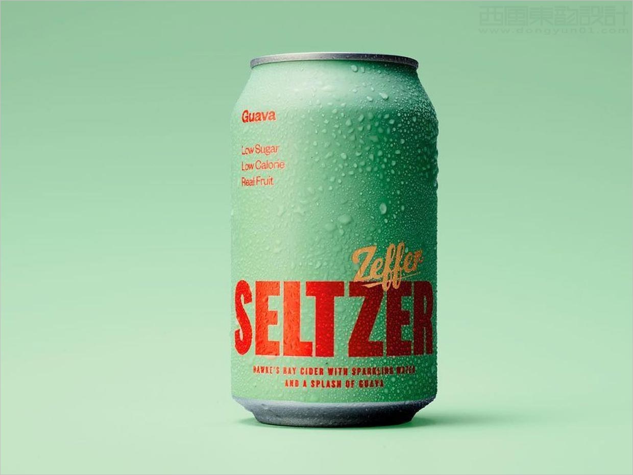 采用醒目品牌字體設(shè)計(jì)的新西蘭Zeffer蘋果酒蘇打水飲料包裝設(shè)計(jì)