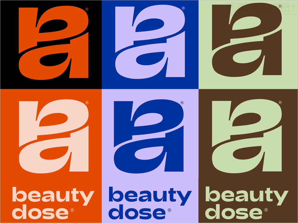 美國(guó)Beauty Dose營(yíng)養(yǎng)補(bǔ)充劑保健品logo設(shè)計(jì)之不同背景色展示