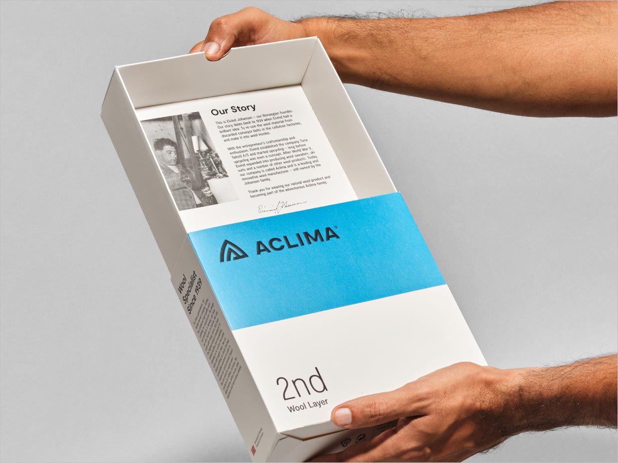 挪威Aclima羊毛服裝紡織品包裝設計之實物照片