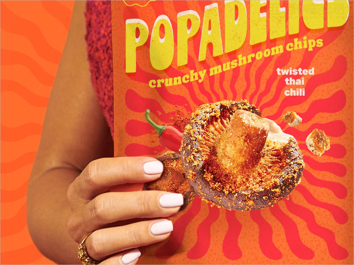 Popadelics香脆蘑菇片素食零食小吃包裝設(shè)計
