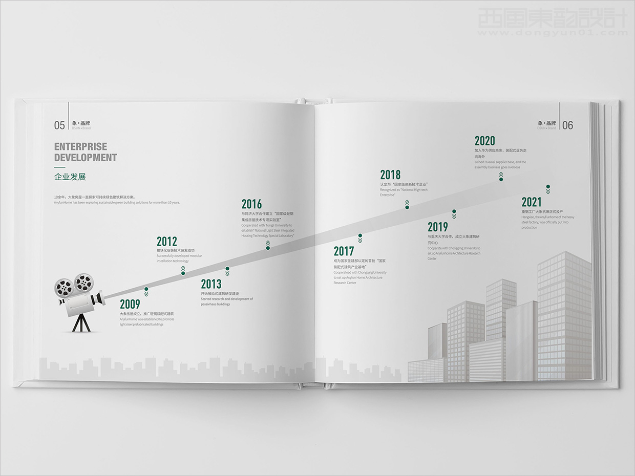 山東日照大象房屋建設(shè)公司畫冊(cè)設(shè)計(jì)之企業(yè)發(fā)展歷程內(nèi)頁設(shè)計(jì)