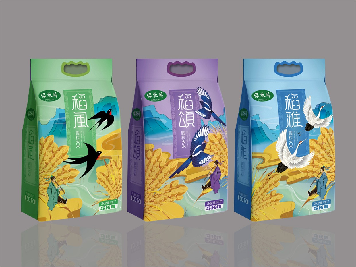 綠牧嶺大米農(nóng)產(chǎn)品包裝設(shè)計之集合圖